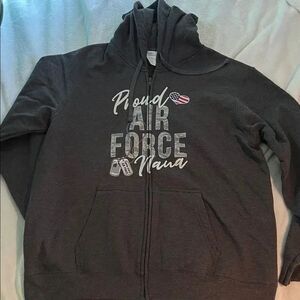 Air Force Nana Proud Flag Heart Dog Tags Hoodie (XL)